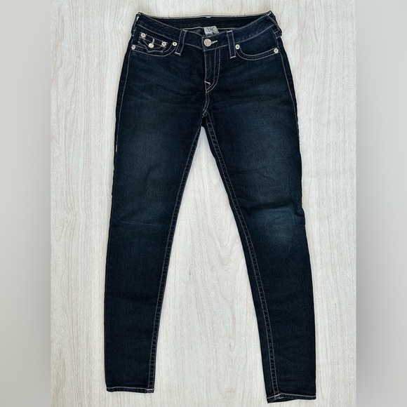 True Religion Denim - True Religion Buddha Legging Skinny Jeans Pants with Flaps Dark Wash Mid Rise 28